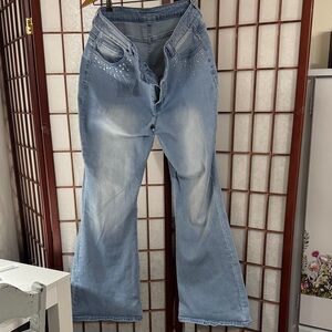 Chic Light Blue Flare Jeans Waist 34 inches